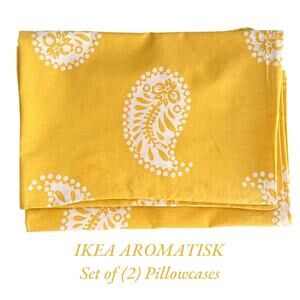 IKEA AROMATISK Set of (2) Sunny Yellow Paisley Pillowcases